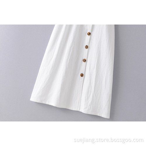Women White Loose Solid Color Dress Long Dress